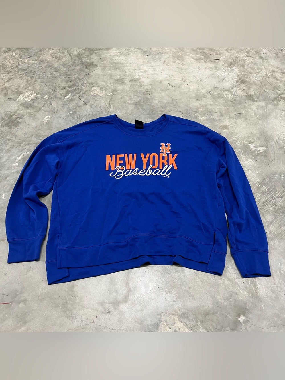 Majestic MLB New York Mets Womens XL PUFF PRINT Sweatshirt Baseball EUC